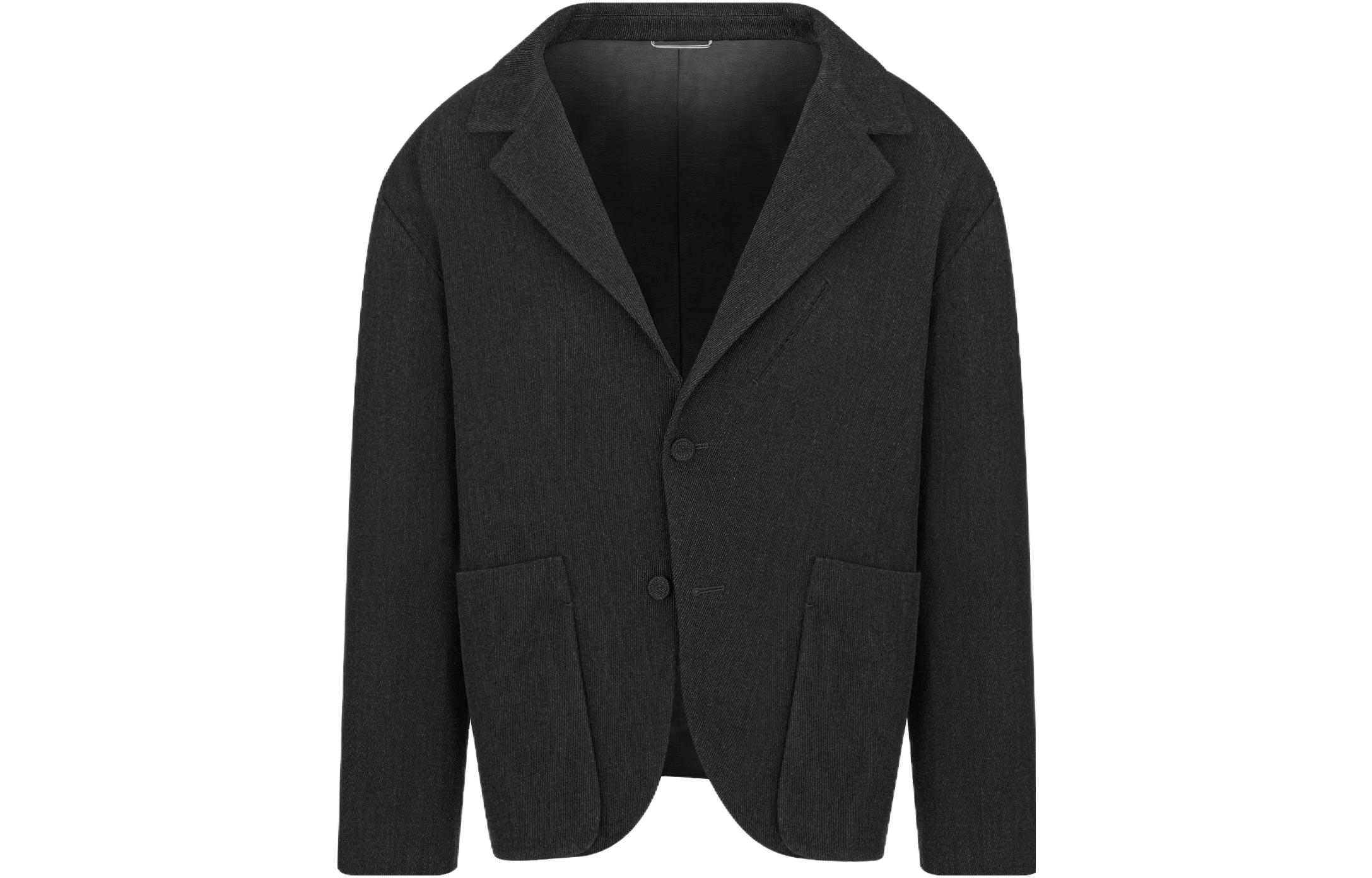 DIOR FW23 Solid Single-Breasted Casual Jacket Deep Gray Long Sleeve 343C259A5959-C840