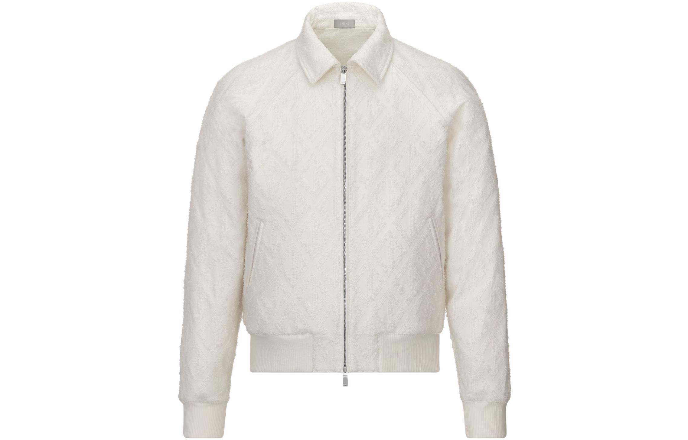 DIOR FW23 White Solid Color Casual Flight Jacket 343D494A336X-C000