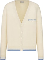 DIOR FW24 Beige V-Neck Logo Embroidered Button-Up Knit Cardigan Sweater 443M204AT879-C085 DIOR FW24 Beige V-Neck Logo Embroidered Button-Up Knit Cardigan Sweater 443M204AT879-C085