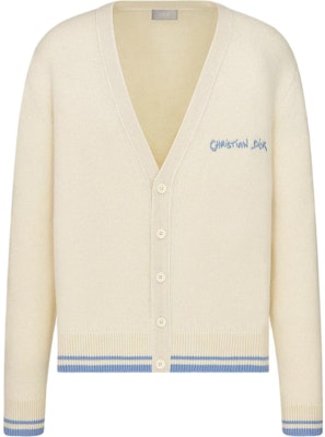DIOR FW24 Beige Cardigan Rajut V-Neck Logo Bordir Kancing Depan 443M204AT879-C085 Buy DIOR FW24 Beige Cardigan Rajut V-Neck Logo Bordir Kancing Depan 443M204AT879-C085
