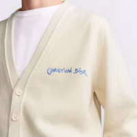 Sizing DIOR FW24 米色V領刺繡Logo鈕扣針織開襟毛衣 443M204AT879-C085