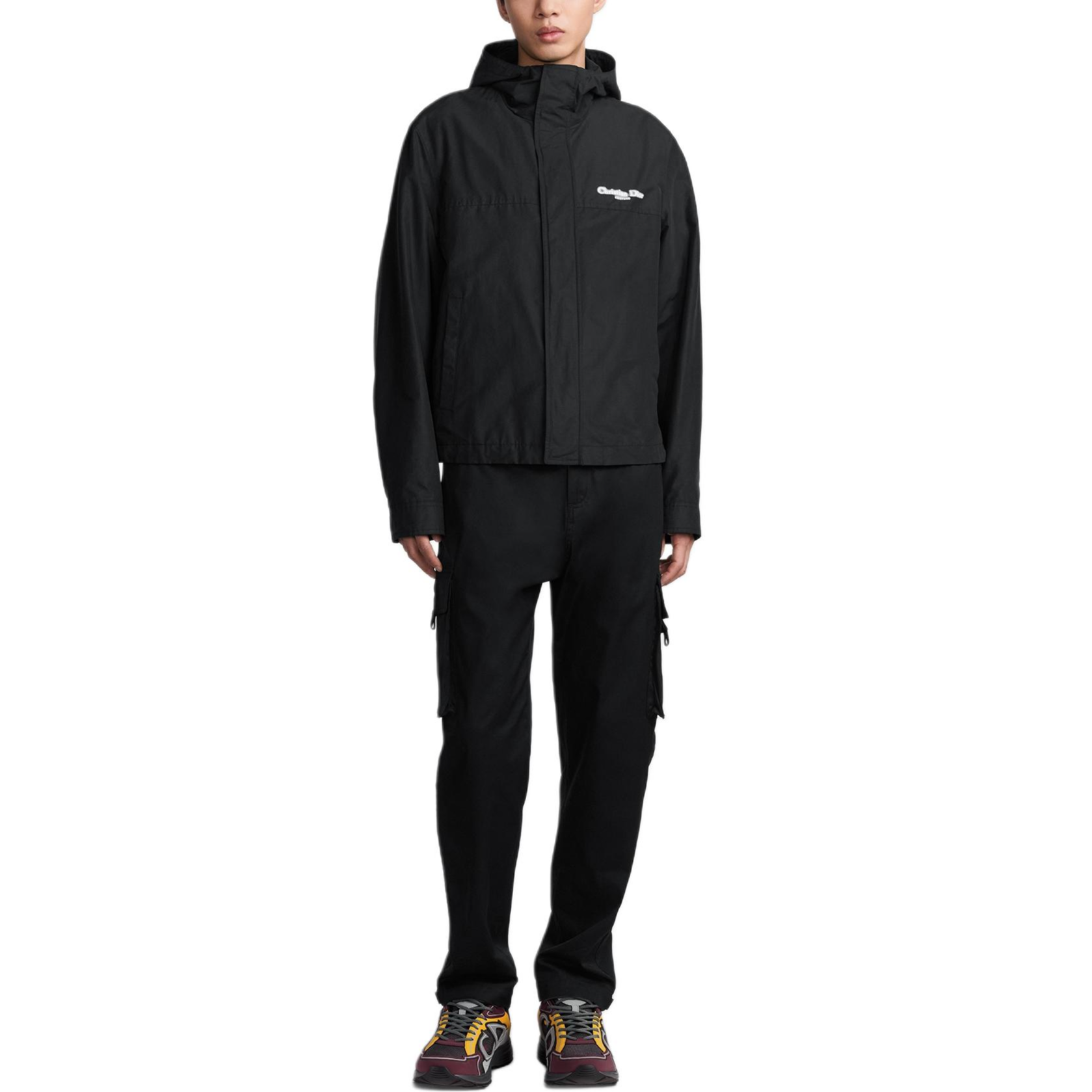 Details for DIOR FW24  Black Logo Print Zip-Up Hoodie Jacket. 493C424B6281-C980