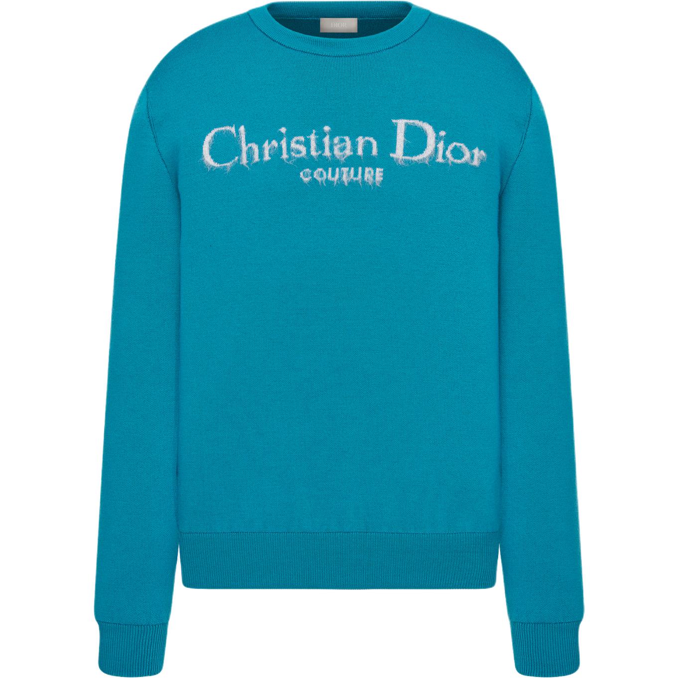 DIOR FW24  Blue Logo Embroidered Crewneck Sweater. 443M645AT884-C580
