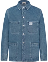 DIOR FW24 Blue Logo Print Button-Up Denim Jacket Long Sleeve 493D498A383X-C585 DIOR FW24 Blue Logo Print Button-Up Denim Jacket Long Sleeve 493D498A383X-C585