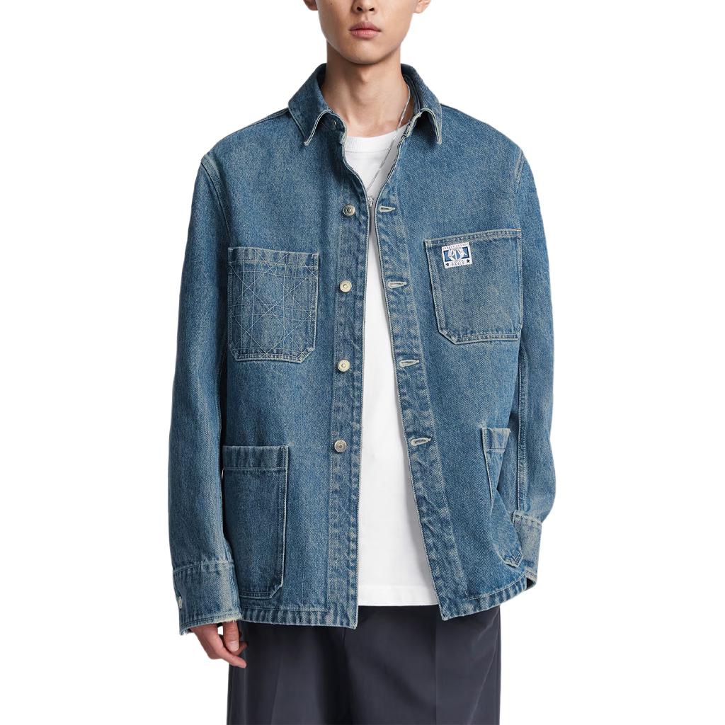 Purchase DIOR FW24 蓝色标志印花长袖牛仔夹克衫 493D498A383X-C585