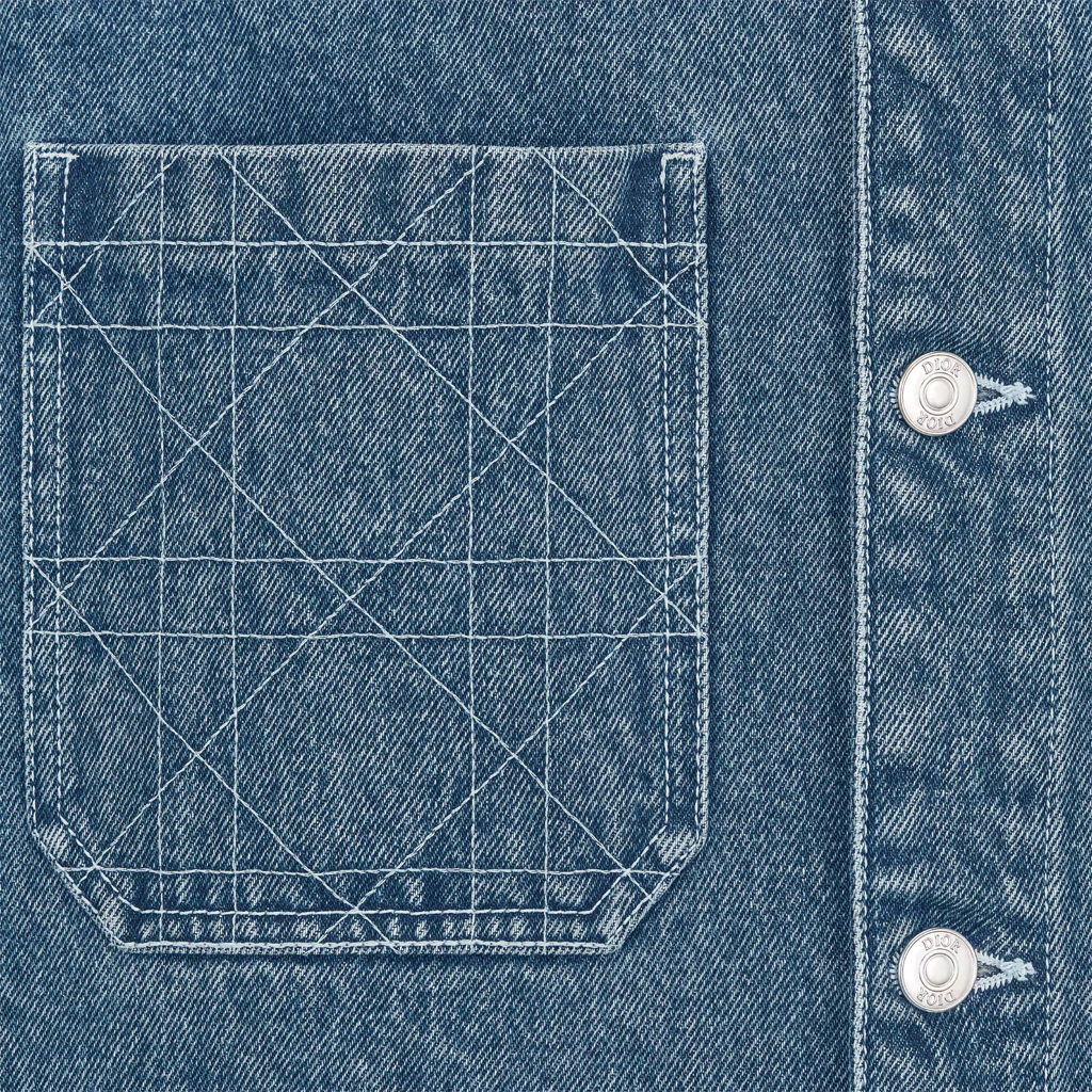 Cheap DIOR FW24 蓝色标志印花长袖牛仔夹克衫 493D498A383X-C585