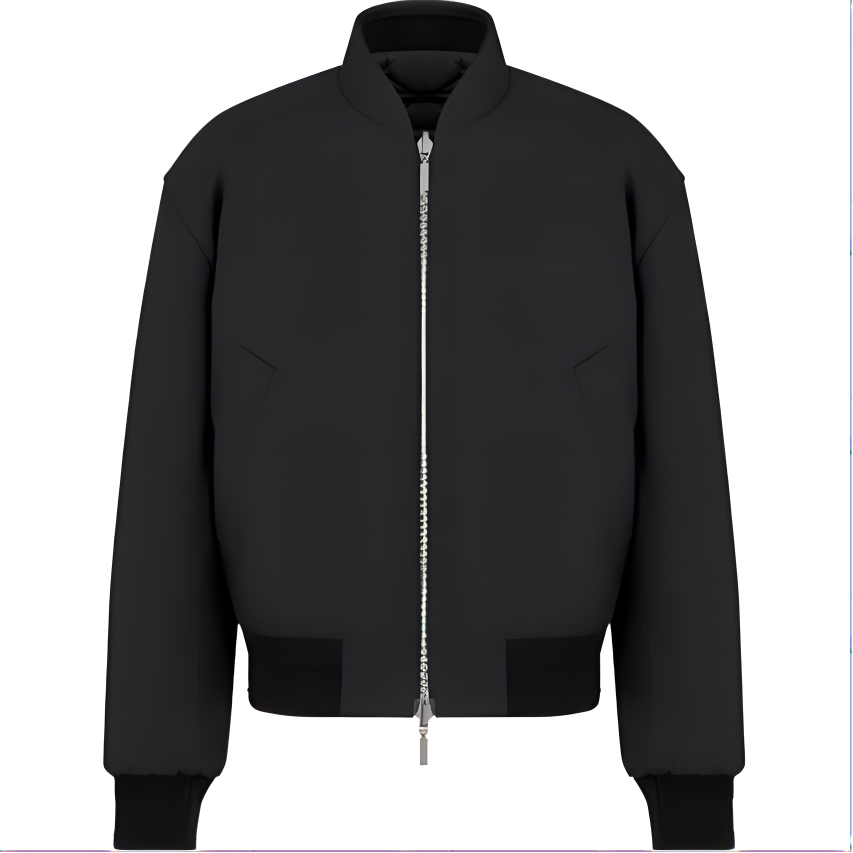 DIOR FW24 Black Embroidered Ribbed Cuff Jacket with Dual Zipper Closure 443C426A6335-C989