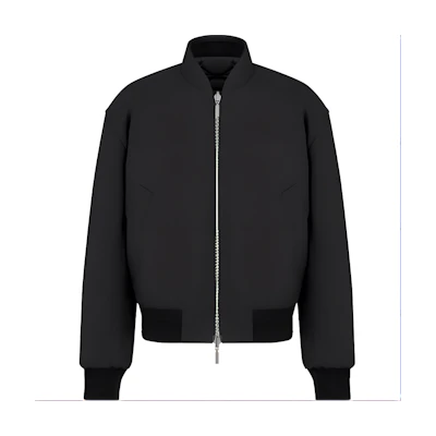 DIOR FW24 Black Embroidered Ribbed Cuff Jacket with Dual Zipper Closure 443C426A6335-C989
