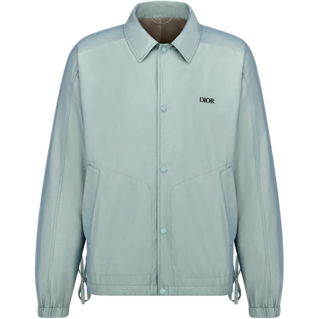 DIOR FW24 Blue Embroidered Logo Button-Up Long-Sleeve Jacket 493C409A6217-C588
