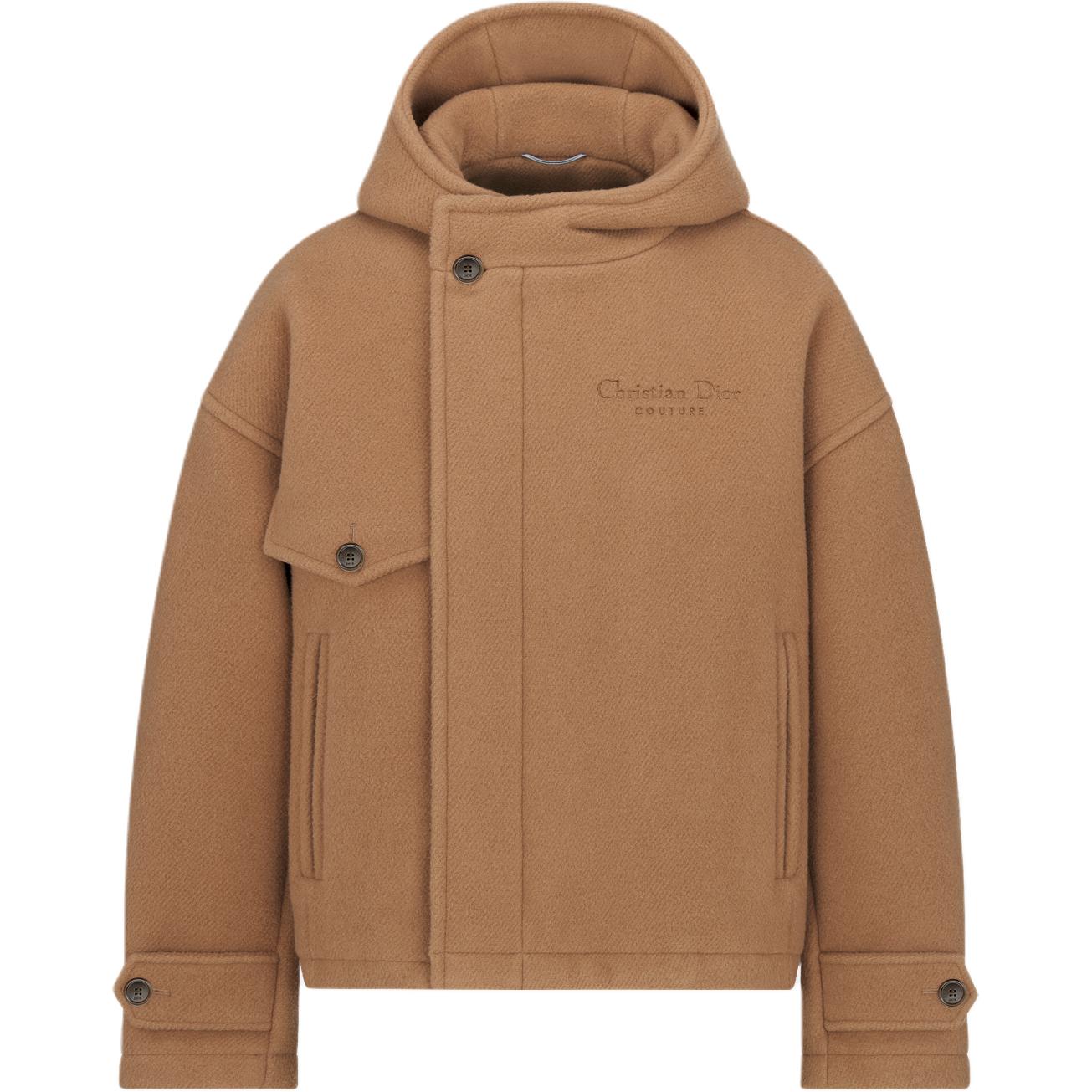 DIOR FW24 Brown Embroidered Logo Hooded Zip-Up Jacket Men 443C421A6274-C181