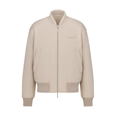 DIOR FW24 Embroidered Logo Beige Zip Jacket Unisex 443C426A633-5C181