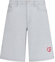 DIOR FW24 Grey Shorts with Logo, Heart Embroidery & Zipper Design. 313D008D384X-C883 DIOR FW24 Grey Shorts with Logo, Heart Embroidery & Zipper Design. 313D008D384X-C883