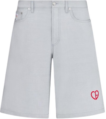DIOR FW24 Grey Shorts with Logo, Heart Embroidery & Zipper Design. 313D008D384X-C883 Order DIOR FW24 Grey Shorts with Logo, Heart Embroidery & Zipper Design. 313D008D384X-C883