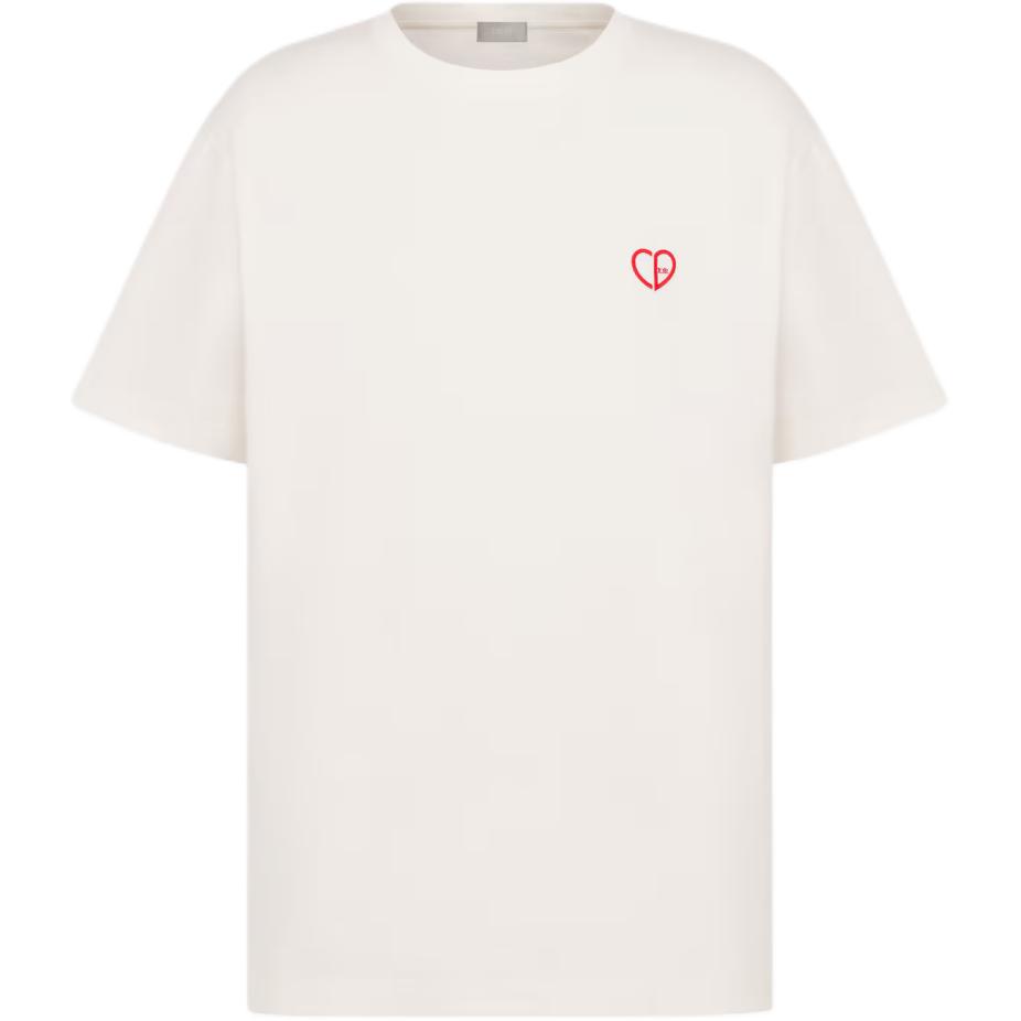Order DIOR FW24 心形Logo刺繡寬鬆版型男款白色T恤 493J696E0677-C083