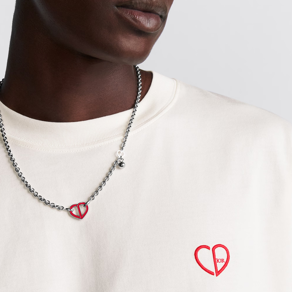 Sizing DIOR FW24 心形Logo刺繡寬鬆版型男款白色T恤 493J696E0677-C083
