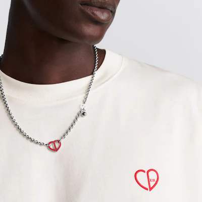 DIOR FW24 心形Logo刺繡寬鬆版型男款白色T恤 493J696E0677-C083 Sizing DIOR FW24 心形Logo刺繡寬鬆版型男款白色T恤 493J696E0677-C083