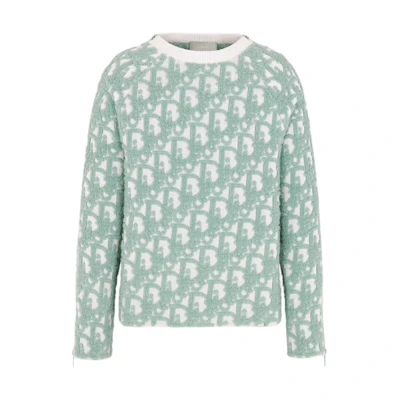 DIOR FW24 Logo Knit Crewneck Sweater Light Green 493M635AT847-C086