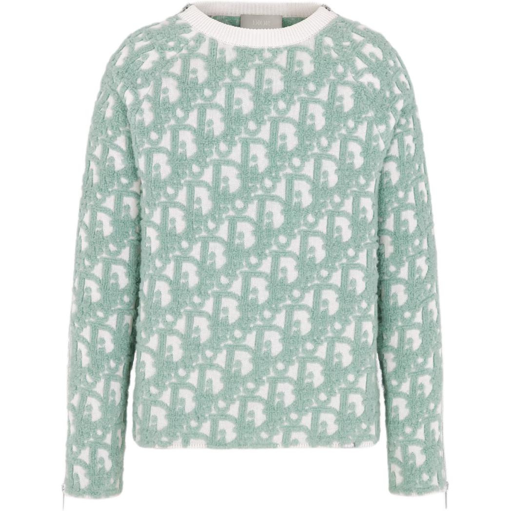Order Suéter de punto DIOR FW24 Logo cuello redondo verde claro. 493M635AT847-C086