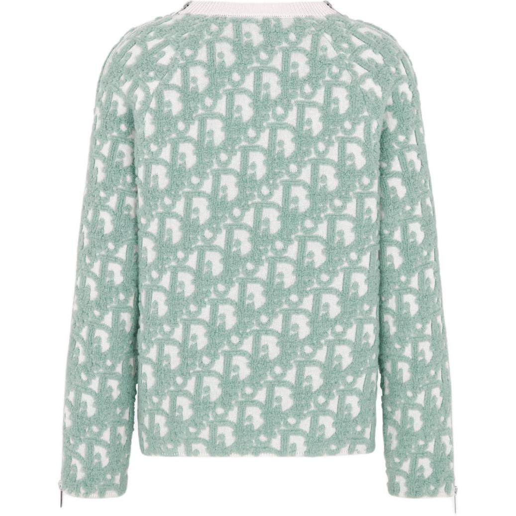 Lookbook Suéter de punto DIOR FW24 Logo cuello redondo verde claro. 493M635AT847-C086