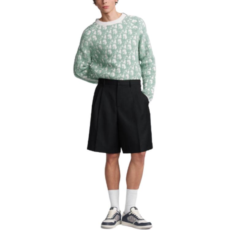 Shop Suéter de punto DIOR FW24 Logo cuello redondo verde claro. 493M635AT847-C086