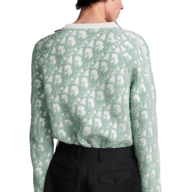 Details for Suéter de punto DIOR FW24 Logo cuello redondo verde claro. 493M635AT847-C086
