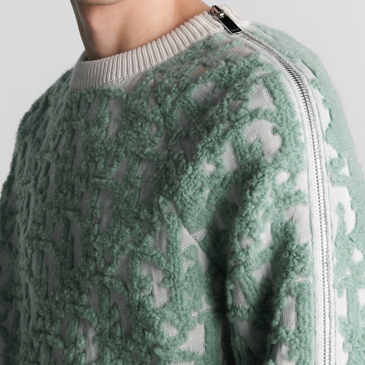 Sizing Suéter de punto DIOR FW24 Logo cuello redondo verde claro. 493M635AT847-C086