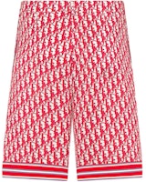 DIOR FW24 Oblique Logo Print Striped Bermuda Shorts Red Casual. 013C121A4751-C073 DIOR FW24 Oblique Logo Print Striped Bermuda Shorts Red Casual. 013C121A4751-C073