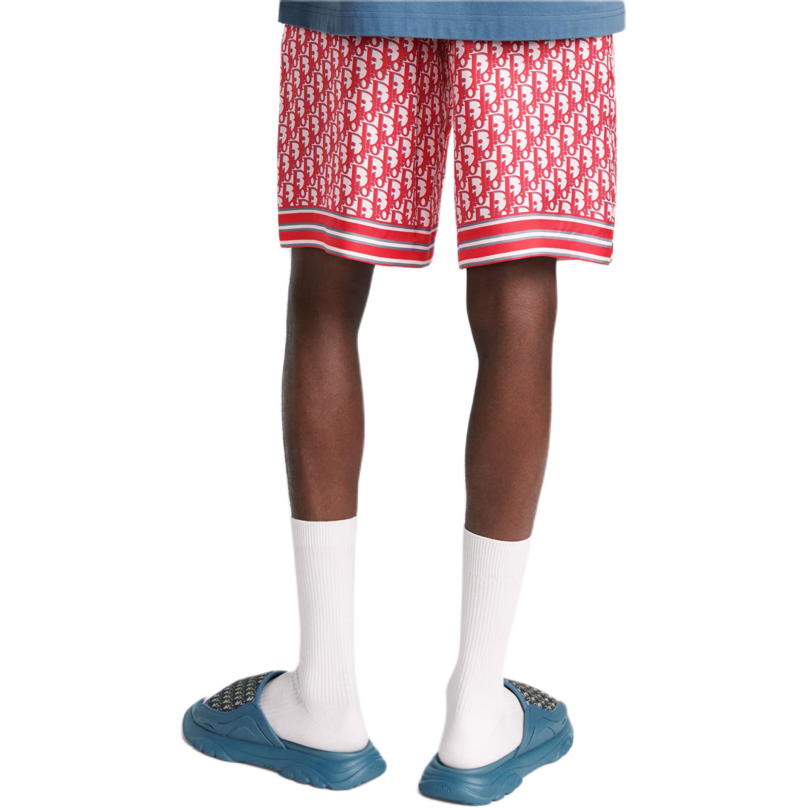 Purchase Pantalones Cortos DIOR FW24 Oblique Logo Rayados Rojos Casual. 013C121A4751-C073