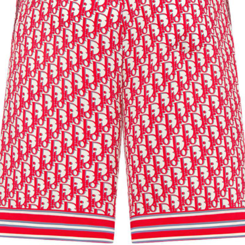Sizing Pantalones Cortos DIOR FW24 Oblique Logo Rayados Rojos Casual. 013C121A4751-C073
