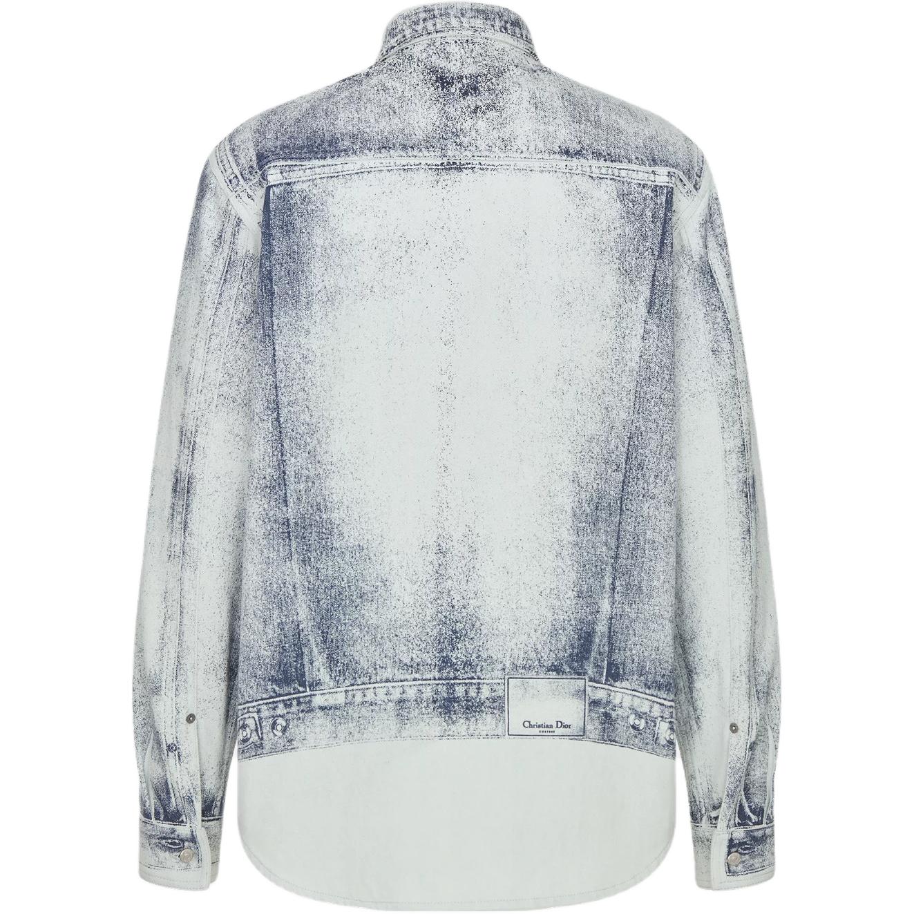 Lookbook DIOR FW24圖案印花長袖襯衫藍色 - 時尚上衣 413D588A379X-C585