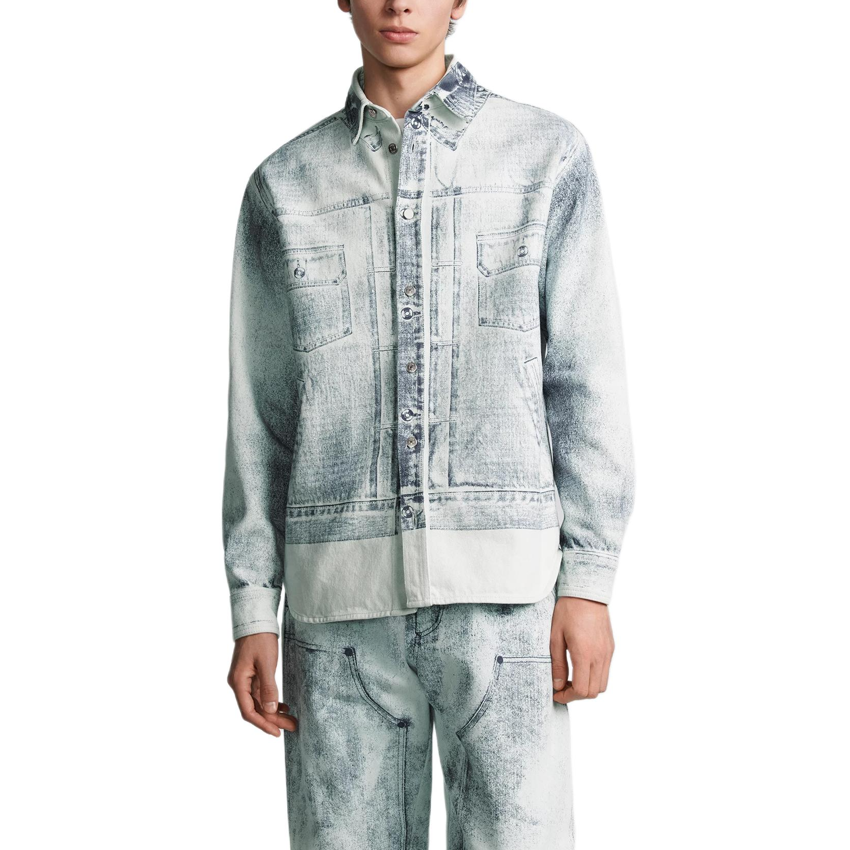 Purchase DIOR FW24圖案印花長袖襯衫藍色 - 時尚上衣 413D588A379X-C585