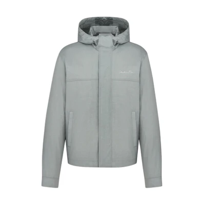 DIOR FW24 Solid Color Logo Embroidered Windbreaker Jacket Blue Gray 493C424A6224-C588