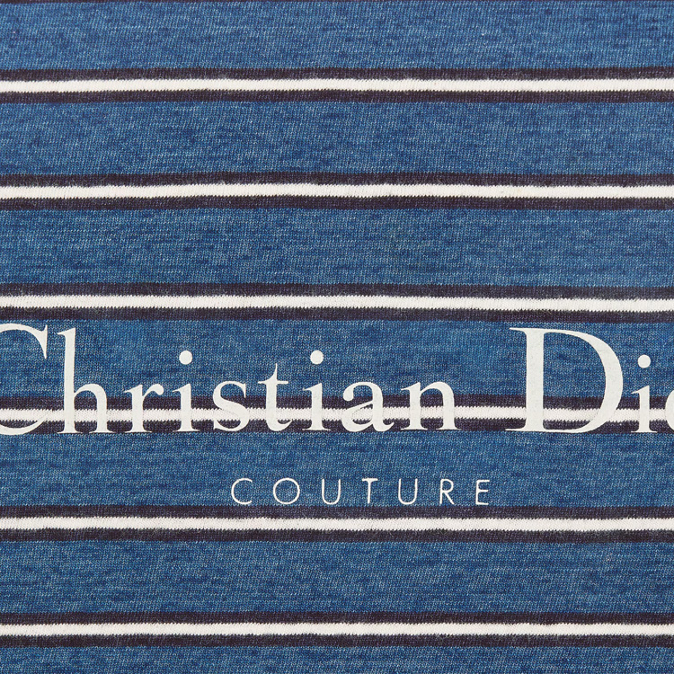 Sizing 디올 FW24 스트라이프 로고 프린트 루즈핏 크루넥 티셔츠 블루 493J671B0938-C580