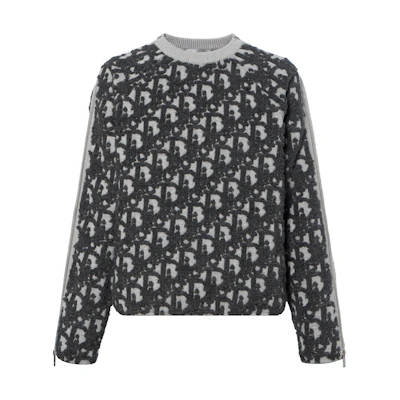 DIOR FW25 Wool-Blend Oblique Print Crewneck Sweater Gray 493M635AT847-C888