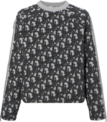 DIOR FW25 Wool-Blend Oblique Print Crewneck Sweater Gray 493M635AT847-C888 Order DIOR FW25 Wool-Blend Oblique Print Crewneck Sweater Gray 493M635AT847-C888