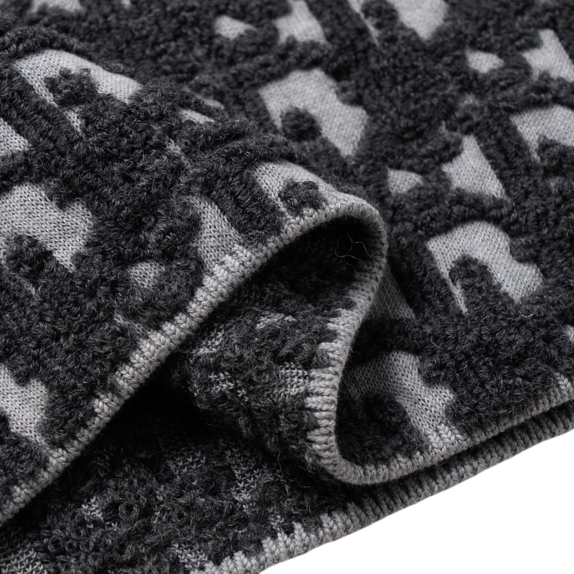 Shop DIOR FW25 Sweater Kelabu Oblique Print Wool-Blend Crewneck 493M635AT847-C888