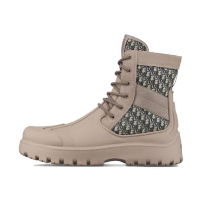 Dior Garden Lace Up Ankle Boots Brown Rubber