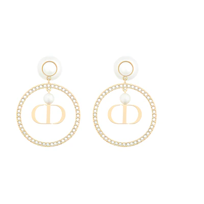 Dior Gold Pearl Crystal Earrings. E1728TRICY-D301