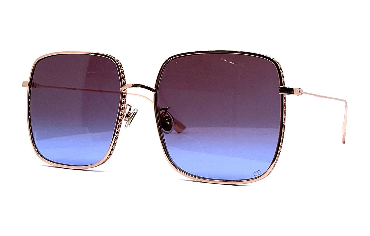 DIOR Gold Square Sunglasses Unisex Couple Design with Cutout Details. DIOR BYDIOR R3F DDBYB