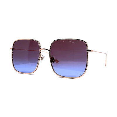 DIOR Gold Square Sunglasses Unisex Couple Design with Cutout Details. DIOR BYDIOR R3F DDBYB