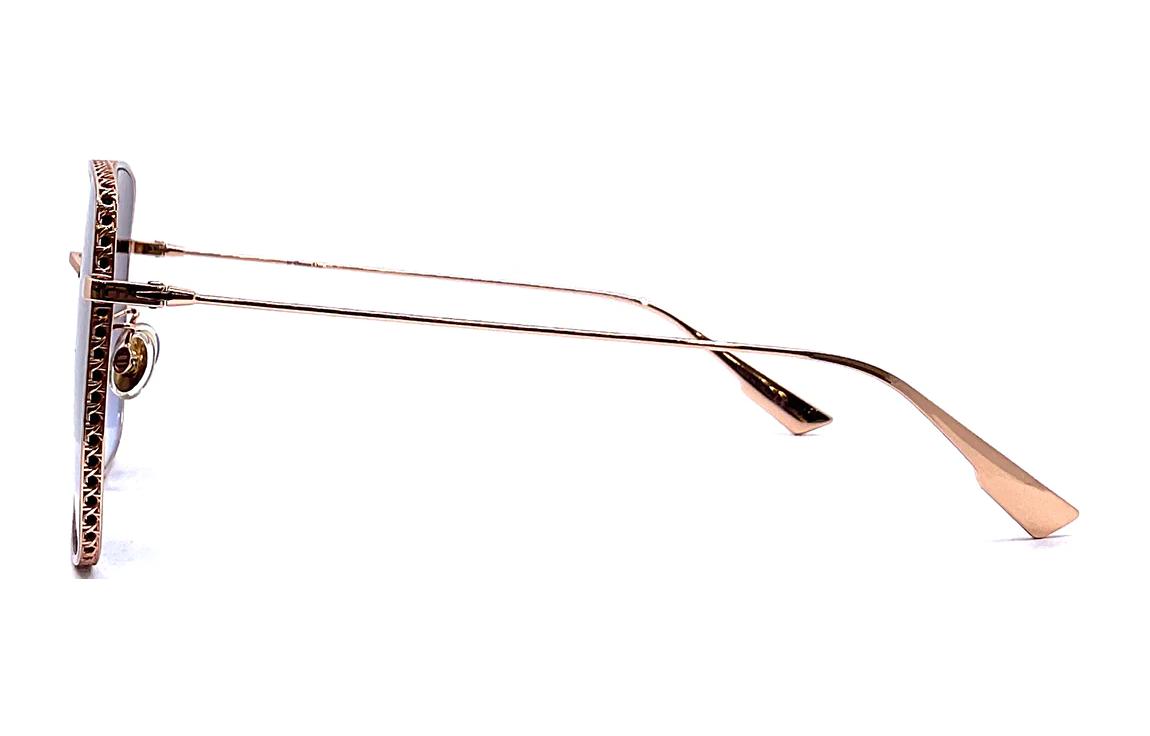 Shop DIOR 金色方形太阳镜 男女同款镂空设计 时尚情侣款。 DIOR BYDIOR R3F DDBYB