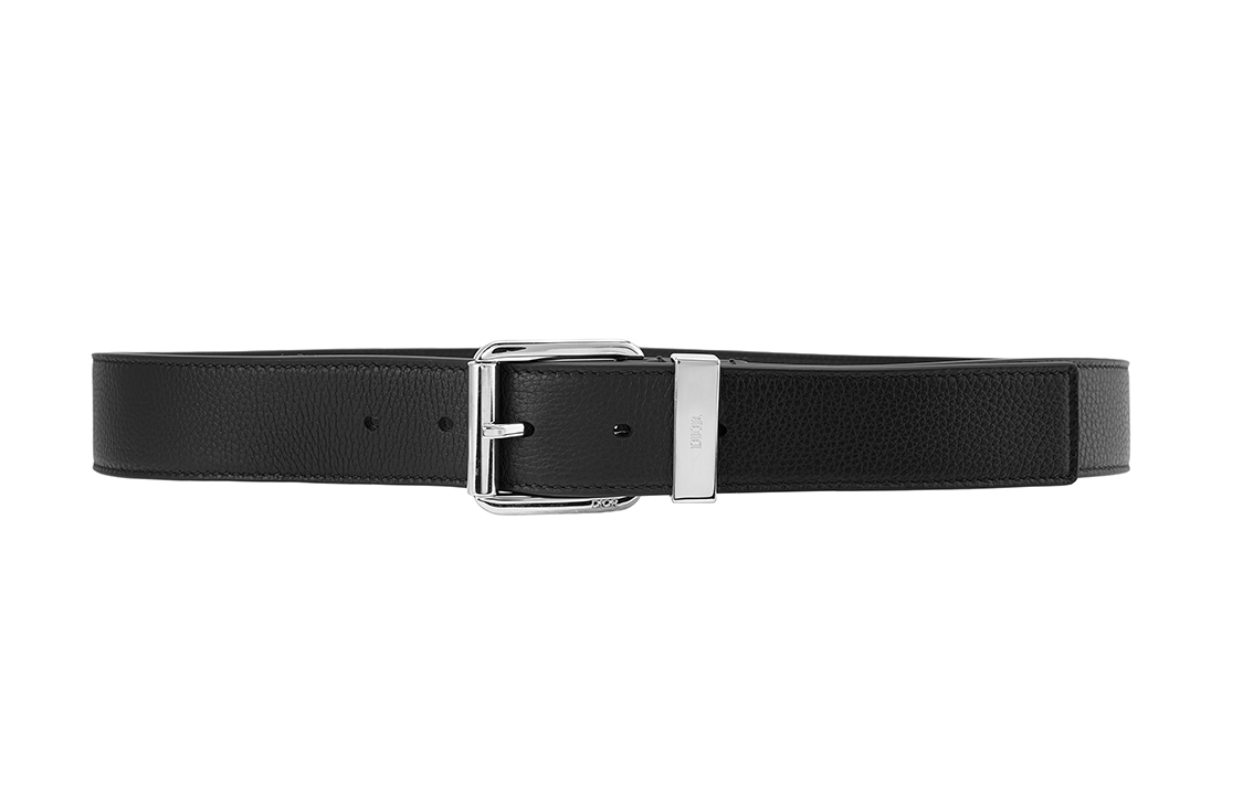 Dior Grain Leather Belt Black 3.5cm Wide. 4333PLYMJ-H00N