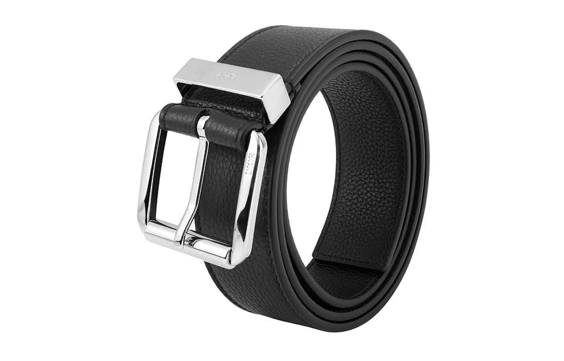 Shop 迪奥黑色粒面皮革腰带 3.5厘米宽 4333PLYMJ-H00N