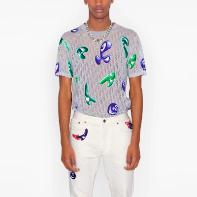 DIOR Kaos Longgar Abu-Abu dengan Desain Grafis - Koleksi Baru Musim Ini. 193J653A0703-C885 Details for DIOR Kaos Longgar Abu-Abu dengan Desain Grafis - Koleksi Baru Musim Ini. 193J653A0703-C885