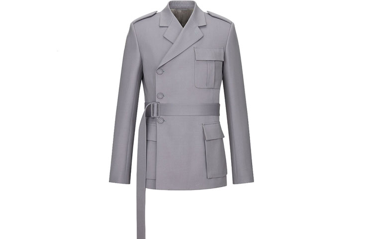 Order DIOR Gray Double-Breasted Belted Blazer - New Season Edition 193C248A5180-C810
