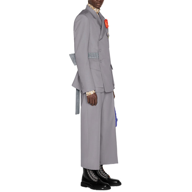Details for DIOR Gray Double-Breasted Belted Blazer - New Season Edition 193C248A5180-C810