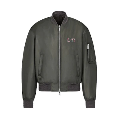 DIOR Gray Floral Logo Embroidered Bomber Jacket New Collection 943C439F5028-C884