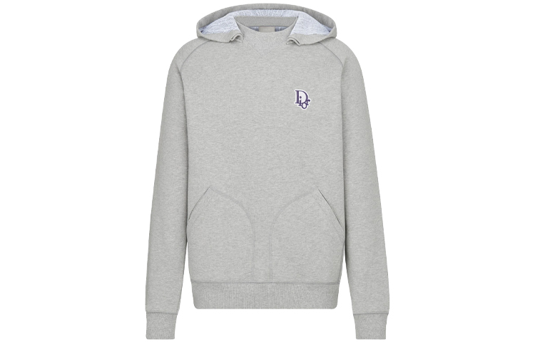 DIOR Gray Hoodie with Embroidered Lettering - Latest Release. 113J636A0692-C880
