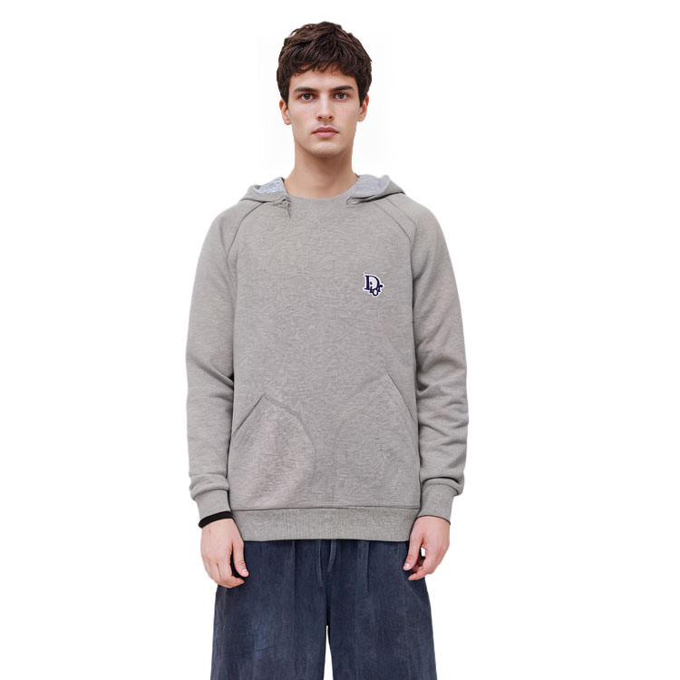 Sizing DIOR灰色刺繡字母連帽衫 - 最新款式。 113J636A0692-C880