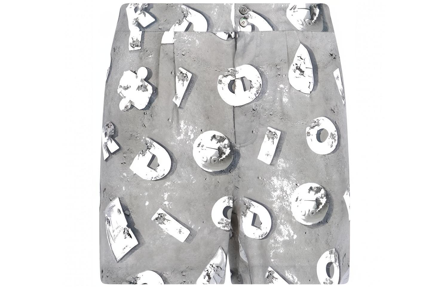 DIOR Gray Logo Print Casual Shorts 023C132A4846-888